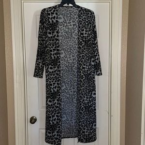 Long Leopard Print Cardigan